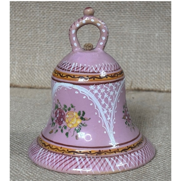 Mauve Pink Floral Bell Italian Pottery Cottagecore Feminine Romance Twee Italy - Picture 2 of 7